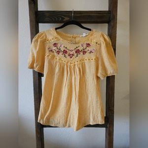 Yellow Embroidered Blouse